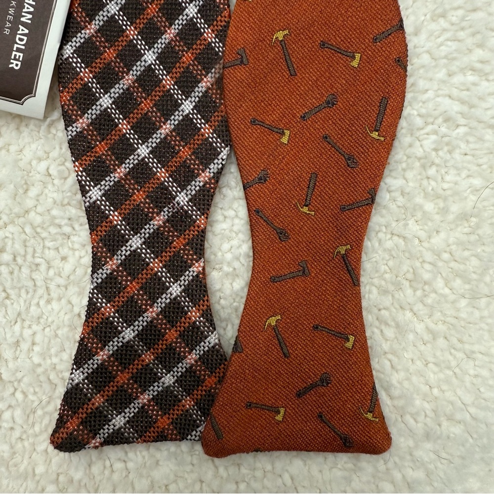 Jonathan Adler Men's Patterned Bow Tie  - Brown and Orange